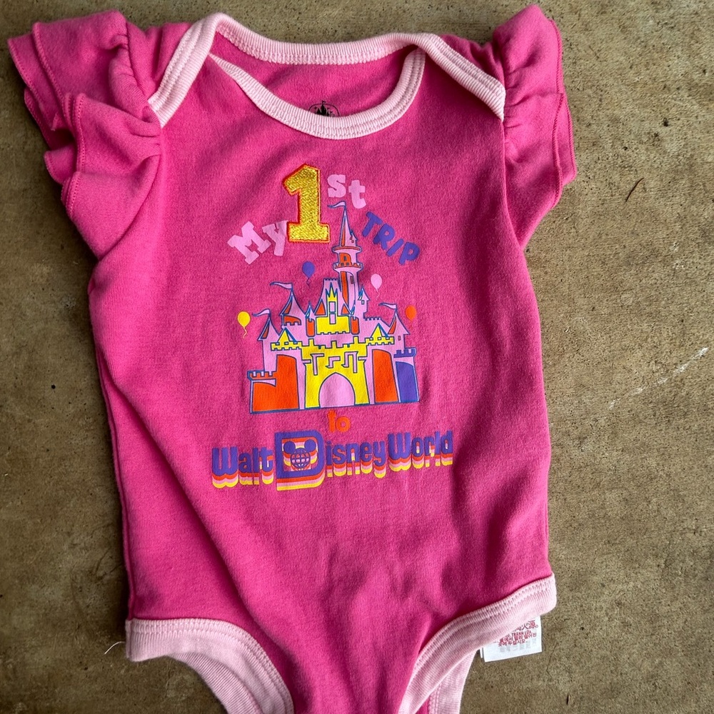 Vintage Disney Baby Onesie  Pink 'My 1st Trip' Shirt - Picture 7 of 7